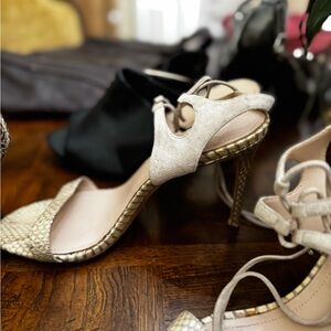 Women's Metallic Gold Strappy High Heel Sandals